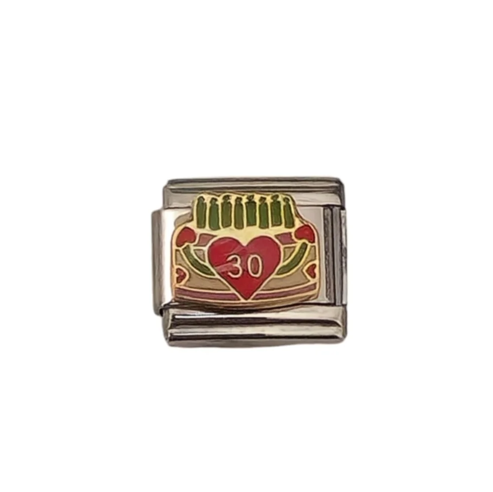 Charmlink Birthday Cake Number 30 Personalized Composable Italian Charm Bracelet